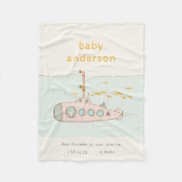 キュート水中潜水艦モノグラムベビースタット フリースブランケット