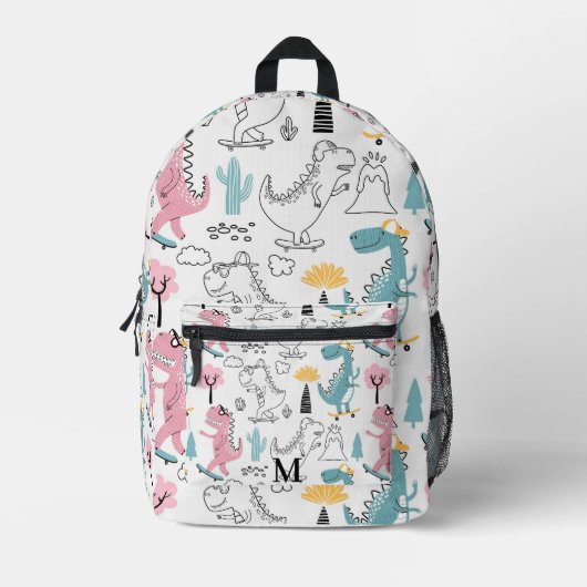 キュート水彩恐竜の模様デザインカスタム プリントバックパック (正面)