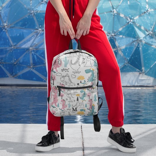 キュート水彩恐竜の模様デザインカスタム プリントバックパック