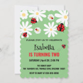 キュート水玉模様ラディバグデイジー子供の誕生日パルトリ 招待状 (正面)