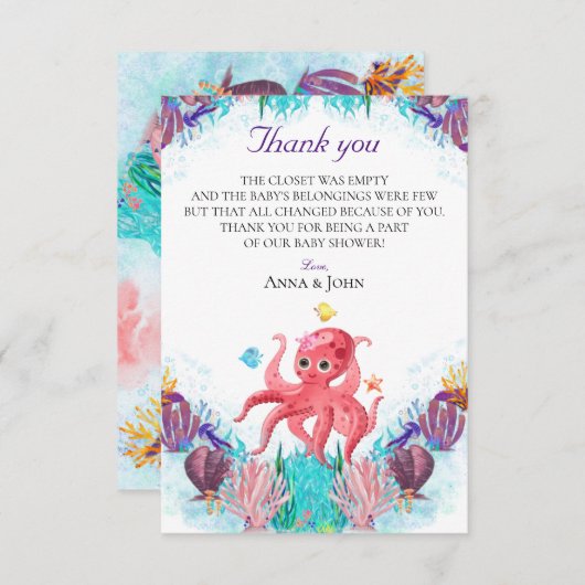 キュート海シータコカラフルベビーFAWN サンキューカード (正面/裏面)