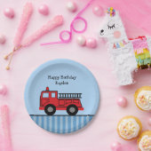 キュート消防車パーソナライズされた誕生日 ペーパープレート (パーティー)