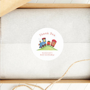 キュート潮汽車ボーイ誕生日ありがとう ラウンドシール