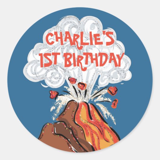 キュート火山シール封筒用シール ラウンドシール (正面)