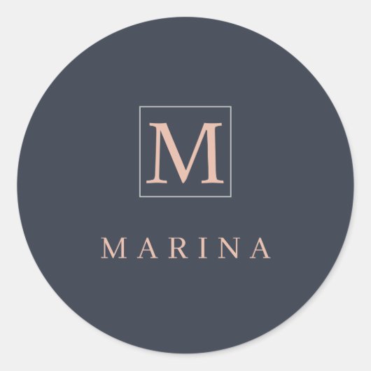 キュート炭パーソナライズされたイニシャル名 ラウンドシール (正面)