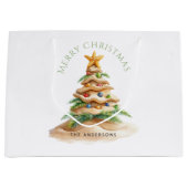 キュート熱帯ビーチクリスマスツリー ラージペーパーバッグ (正面)
