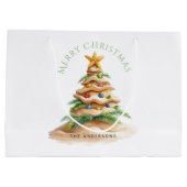 キュート熱帯ビーチクリスマスツリー ラージペーパーバッグ (裏面)