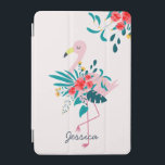 キュート熱帯フローラフラミンゴパーソナライズされた iPad MINIカバー<br><div class="desc">かわいらしフローラフパーソナライズされたラミンゴ</div>