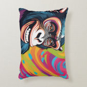 キュート熱狂するチおもしろいンパンジー アクセントクッション (正面(垂直))