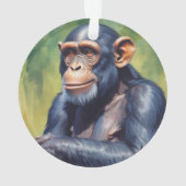 キュート熱狂するチおもしろいンパンジー オーナメント (裏面)