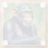 キュート熱狂するチおもしろいンパンジー ガラスコースター (裏面)