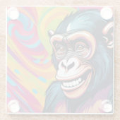 キュート熱狂するチおもしろいンパンジー ガラスコースター (裏面)