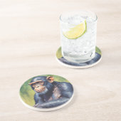 キュート熱狂するチおもしろいンパンジー コースター (側面)