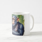 キュート熱狂するチおもしろいンパンジー コーヒーマグカップ (正面右)