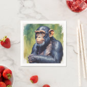 キュート熱狂するチおもしろいンパンジー スタンダードカクテルナプキン (インサイチュ)