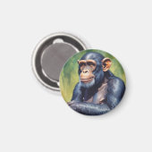 キュート熱狂するチおもしろいンパンジー マグネット (正面/裏面)