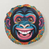 キュート熱狂するチおもしろいンパンジー ラウンドクッション (裏面)