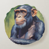 キュート熱狂するチおもしろいンパンジー ラウンドクッション (裏面)