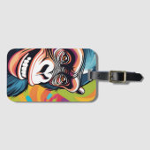 キュート熱狂するチおもしろいンパンジー ラゲッジタグ (正面横)