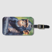 キュート熱狂するチおもしろいンパンジー ラゲッジタグ (正面横)