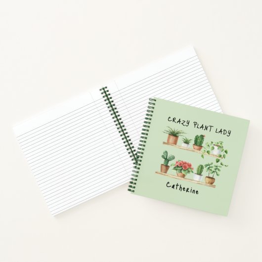 キュート熱狂するプラントレディーウォーターカラープラントカスタム ノートブック (内部)