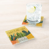 キュート熱狂するプラントレディーボホ鉢植え ガラスコースター (アングル)