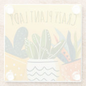 キュート熱狂するプラントレディーボホ鉢植え ガラスコースター (裏面)