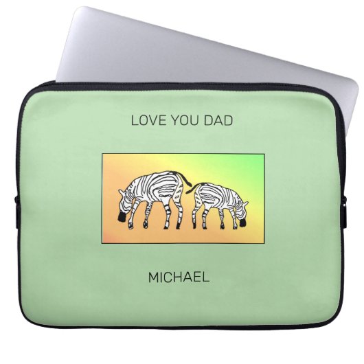 キュート父のハッピーケニアゼブラス ラップトップスリーブ (正面)