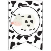 キュート牛デイジー及び牛プリント誕生日 バンティングフラッグ (第1の旗)