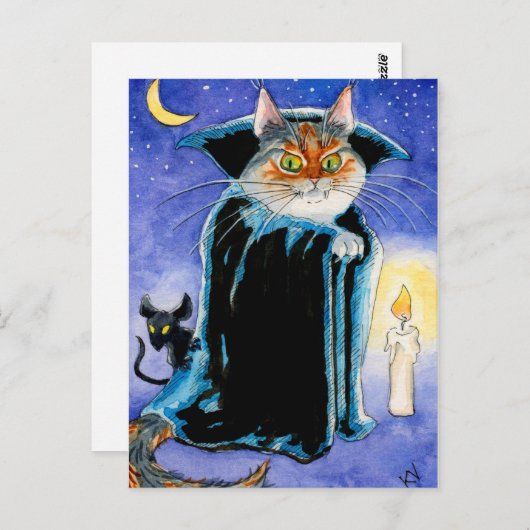 キュート猫マウスヴァンパイアノスフェラトゥハロウィーン ポストカード (正面/裏面)
