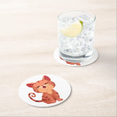 キュート猫好きオレンジ子猫虎猫キッテネリン ラウンドペーパーコースター (インサイチュ)