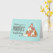 キュート猫好きパーフェクト誕生日おもしろい誕生日 カード (黄色い花)