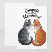 キュート猫好き結婚おめでとう婚約 招待状 (正面/裏面)