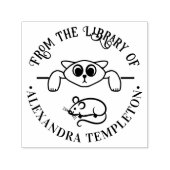 キュート猫英マウスラウンドライブラリーブックネーム セルフインキングスタンプ (デザイン)