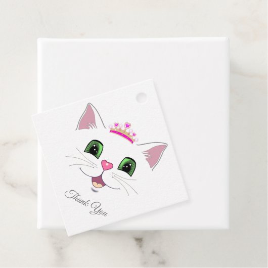 キュート王室のな猫顔クラウンありがとうメッセージカード フェイバータグ (インサイチュ)