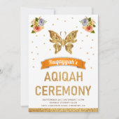 キュート甘いフローラ金ゴールドバタフライガールズアキカ 招待状 (正面)