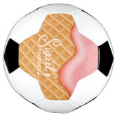 キュート甘い勝利アイスクリームコーンがピンク振り サッカーボール (回転)