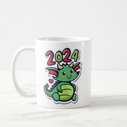 キュート生まれたばかりのドラゴン2024 コーヒーマグカップ (左)