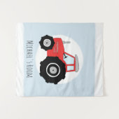 キュート男の赤ちゃんドードルレッドファームトラクタネーム子供部屋 タペストリー (正面(横))