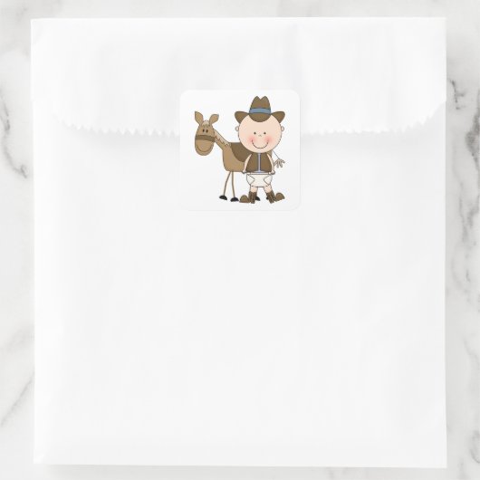 キュート男の赤ちゃん&ホースポニーカスタムウェスタン スクエアシール (バッグ)