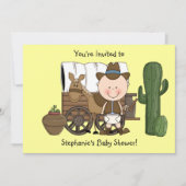 キュート男の赤ちゃん&ホースポニーカスタムウェスタン 招待状 (正面)