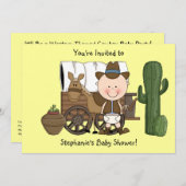 キュート男の赤ちゃん&ホースポニーカスタムウェスタン 招待状 (正面/裏面)