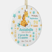 キュート男女兼用キリン星ベビー誕生統計 セラミックオーナメント (右)