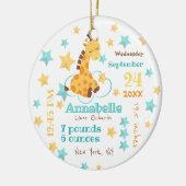 キュート男女兼用キリン星ベビー誕生統計 セラミックオーナメント (左)