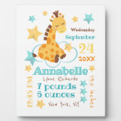 キュート男女兼用キリン星ベビー誕生統計 フォトプラーク (正面)