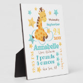 キュート男女兼用キリン星ベビー誕生統計 フォトプラーク (側面)