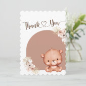 キュート男女兼用ベアーテラコッタベビーシャワー サンキューカード (スタンド正面)