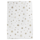 キュート男女兼用ホワイトシルバー星ベビーシャワー ミディアムペーパーバッグ (裏面)