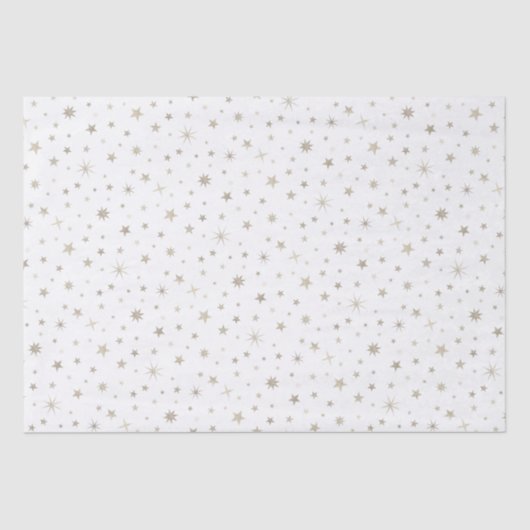 キュート男女兼用ホワイトシルバー星ベビーシャワー 薄葉紙 (正面)