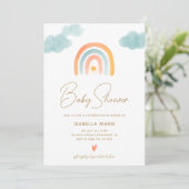 キュート男女兼用レインボーベビーシャワー招待状 招待状 (スタンド正面)